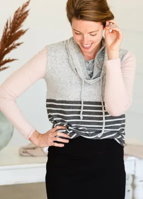 Gray   Mauve Soft Cowl Neck Top - FINAL SALE