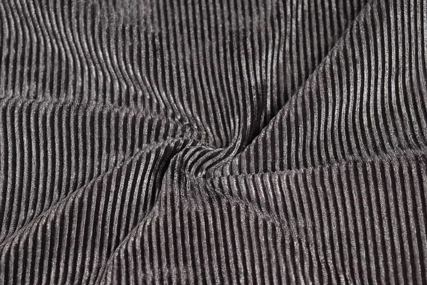 Grey Pleated Veour Velvet Fabric