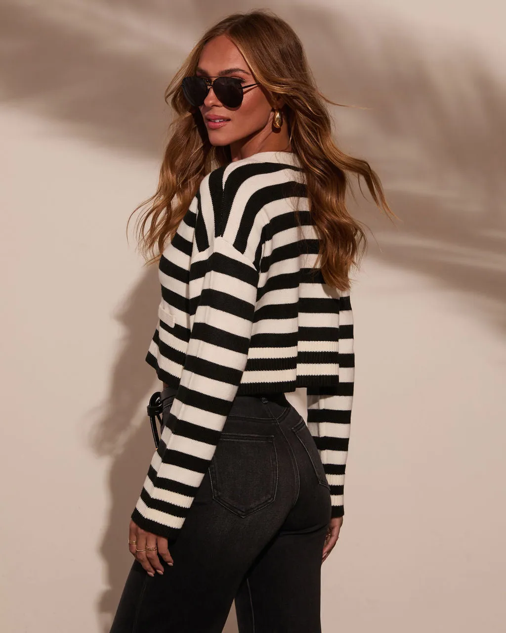 Grisella Striped Cropped Cardigan