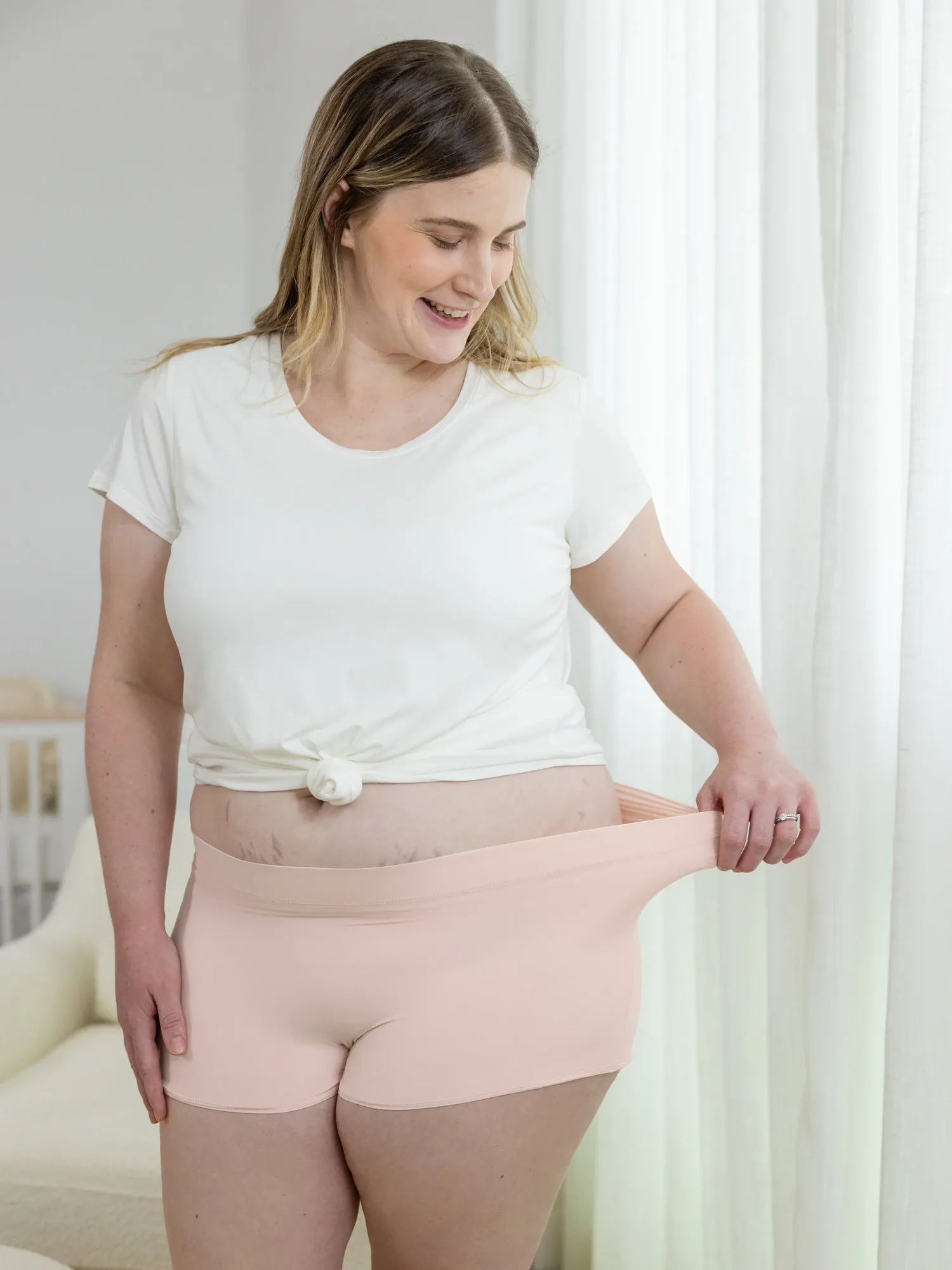 Grow with Me™ Maternity & Postpartum Boyshort | Soft Pink