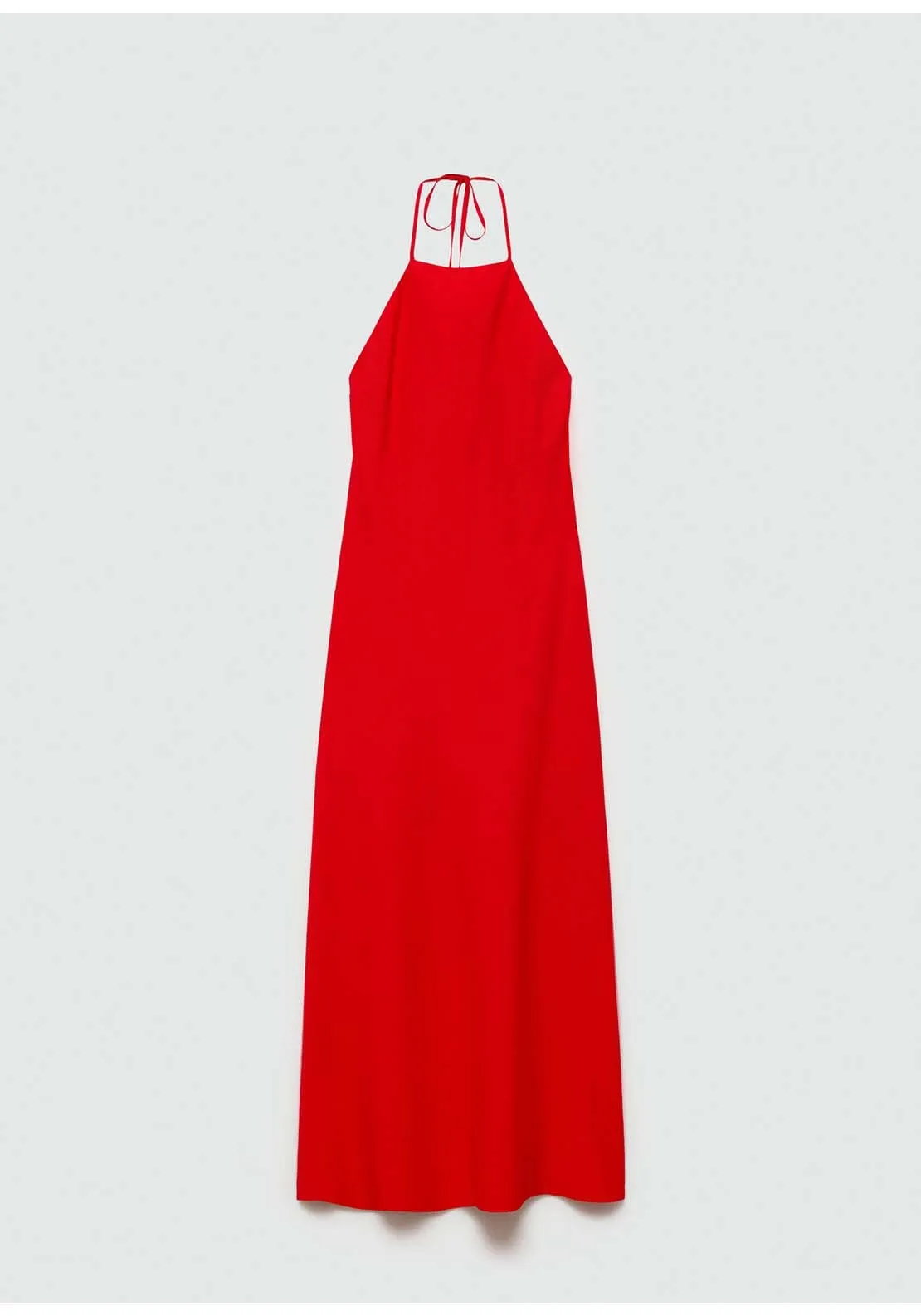 Halter neck linen dress - Red