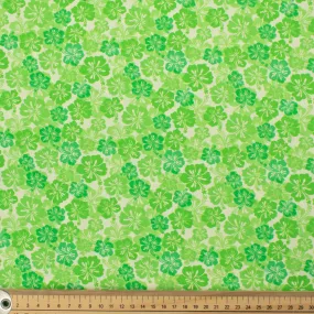 Hawaii Style Collection #20 Green Poppy Flower on Cream Cotton Prints