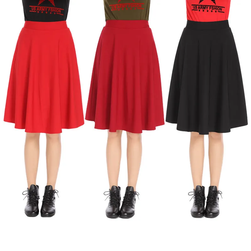 High Waist Mid-Length Women Short A-Line Anti-Exposed Skirt