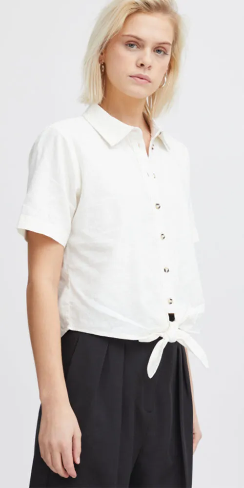 Ichi Tie Front Shirt, white