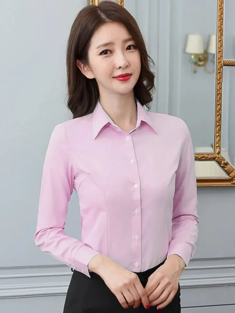 Ivyshape | Classic formal White Shirt for Women