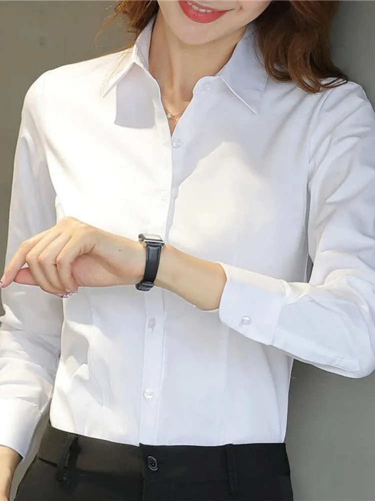 Ivyshape | Classic formal White Shirt for Women