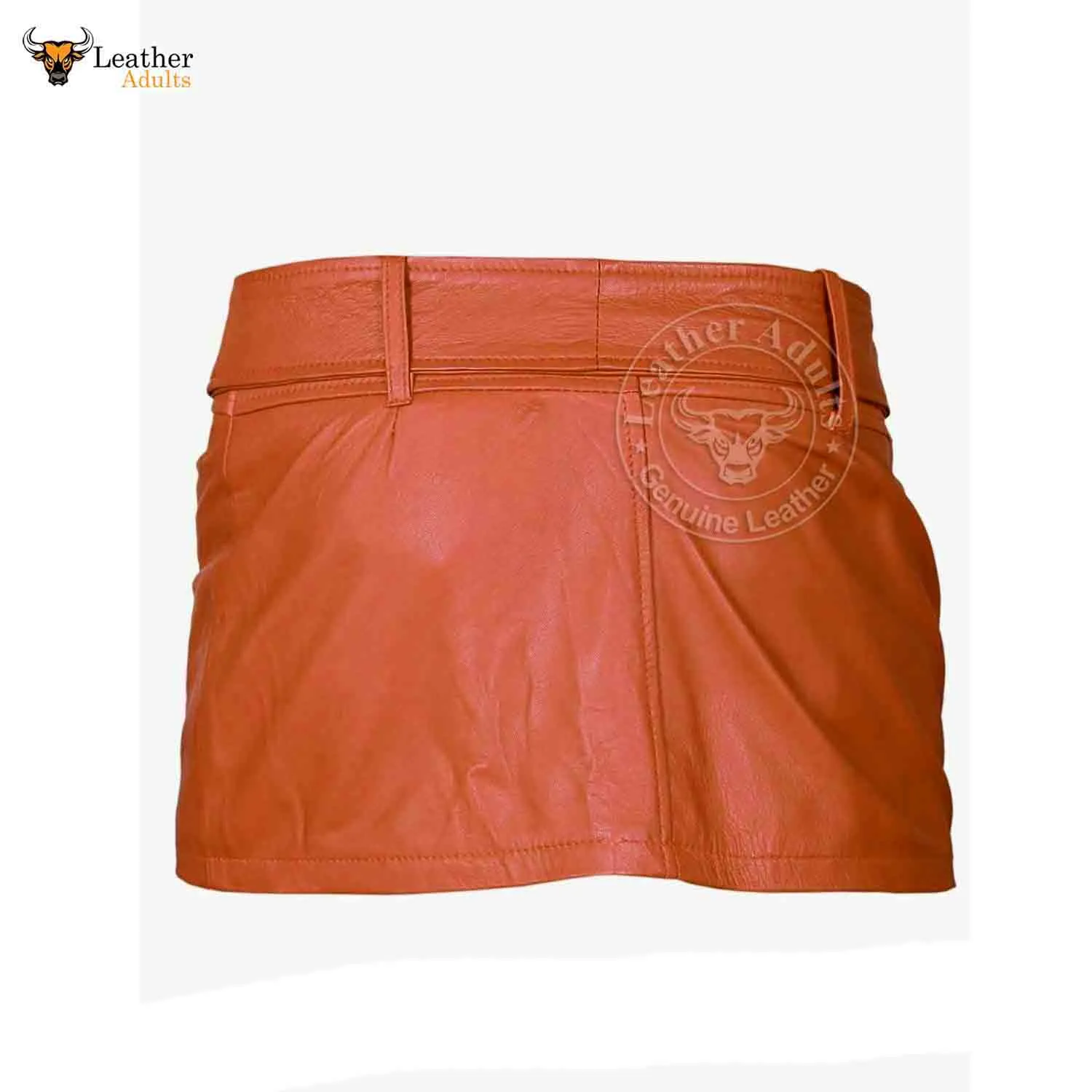 Ladies Sexy Butter Soft Genuine Lambskin Leather Brown Mini Skirt Clubwear