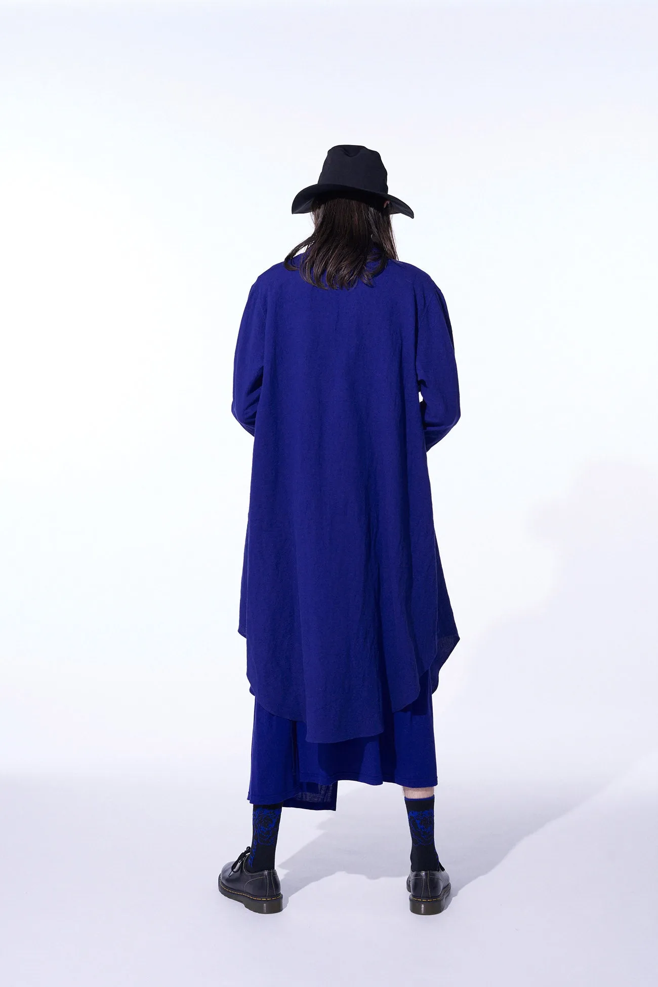 LINEN WASHED CLOTH SHIRT DRESS WITH DOUBLE-TAILORED RIGHT FRONT