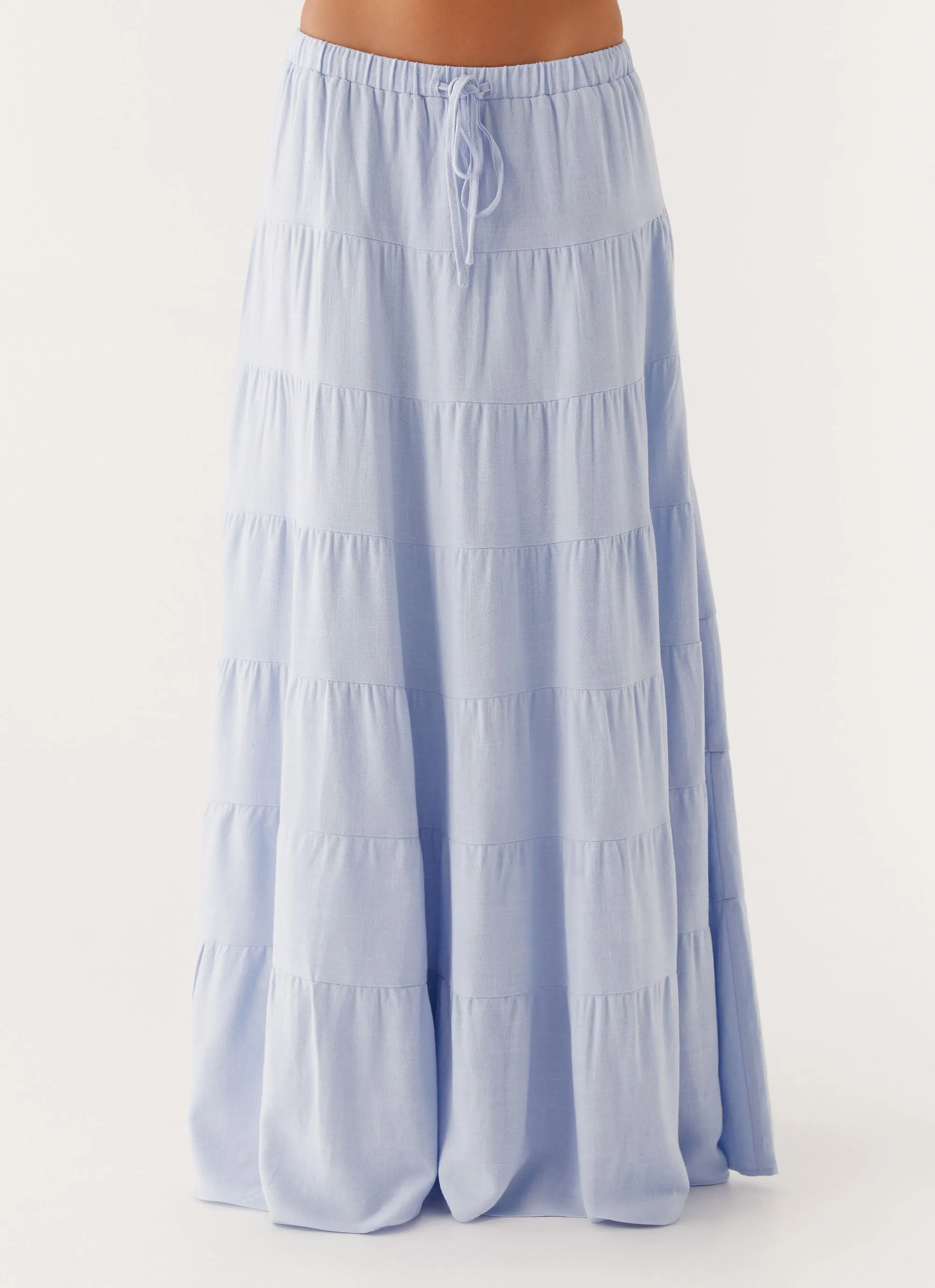 Mariella Linen Maxi Skirt - Blue