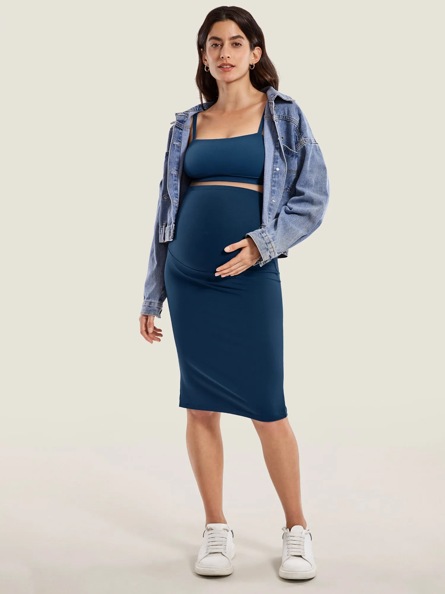 Natrelax® Maternity High Waisted Midi Skirts