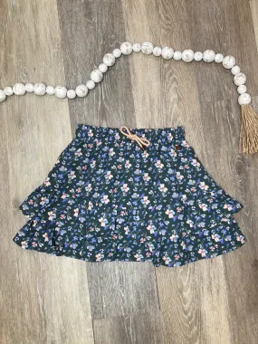 NON Green Floral Ruffle Skirt