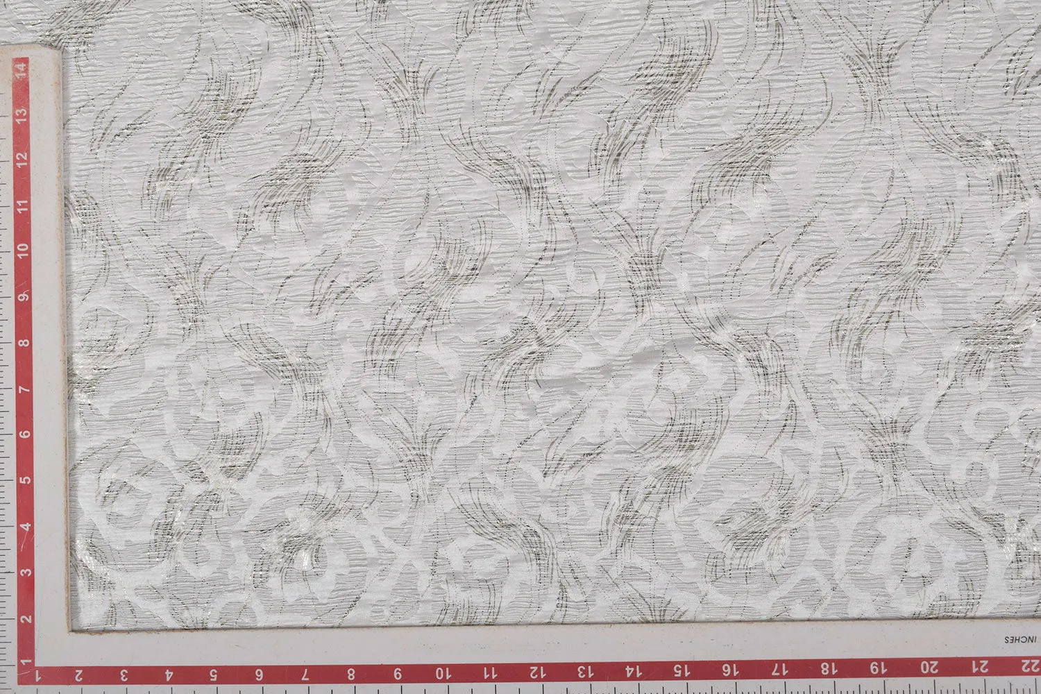 Off White Foil Printed Crushed Knit Fabric