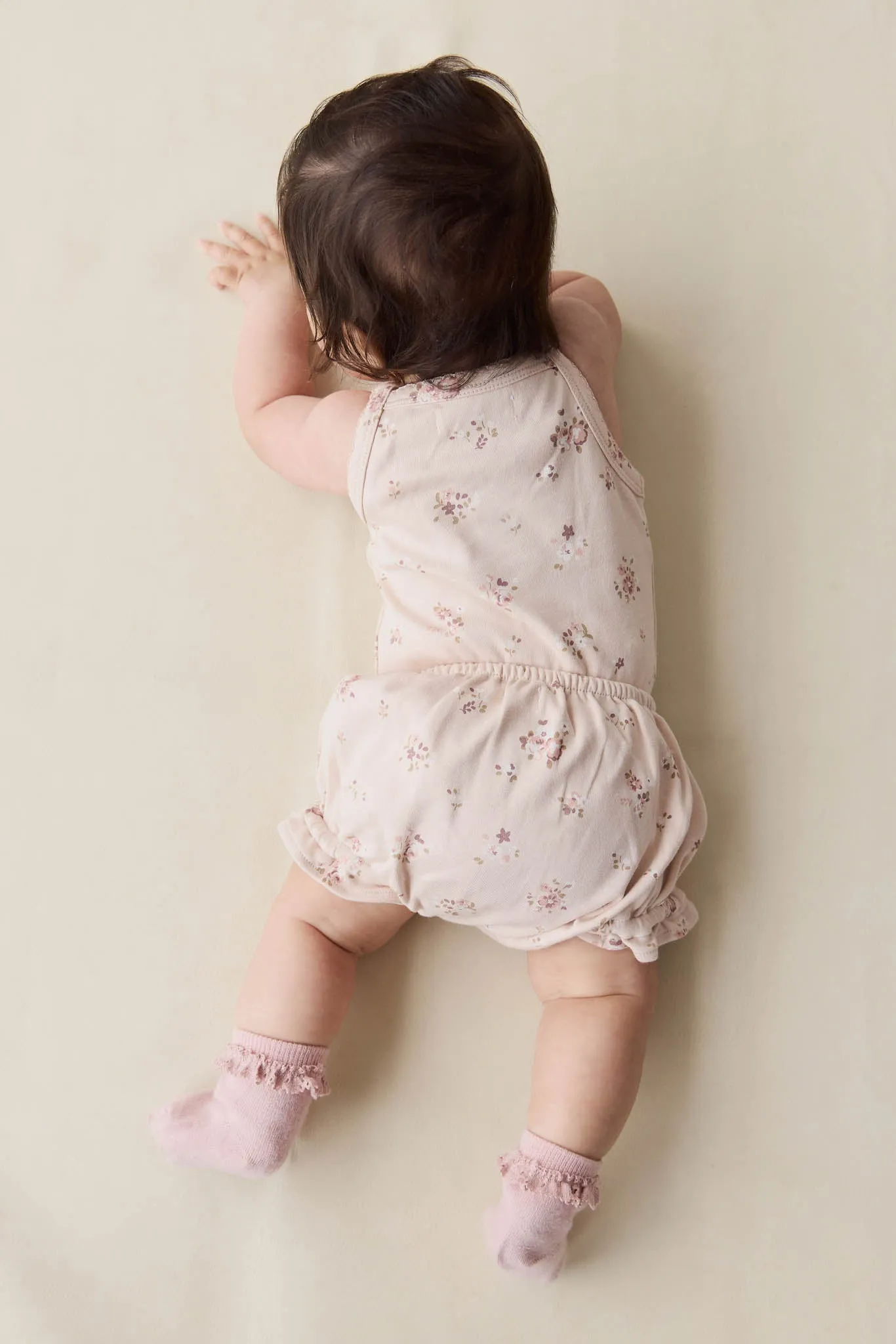 Organic Cotton Frill Bloomer - Petite Fleur Soft Peony