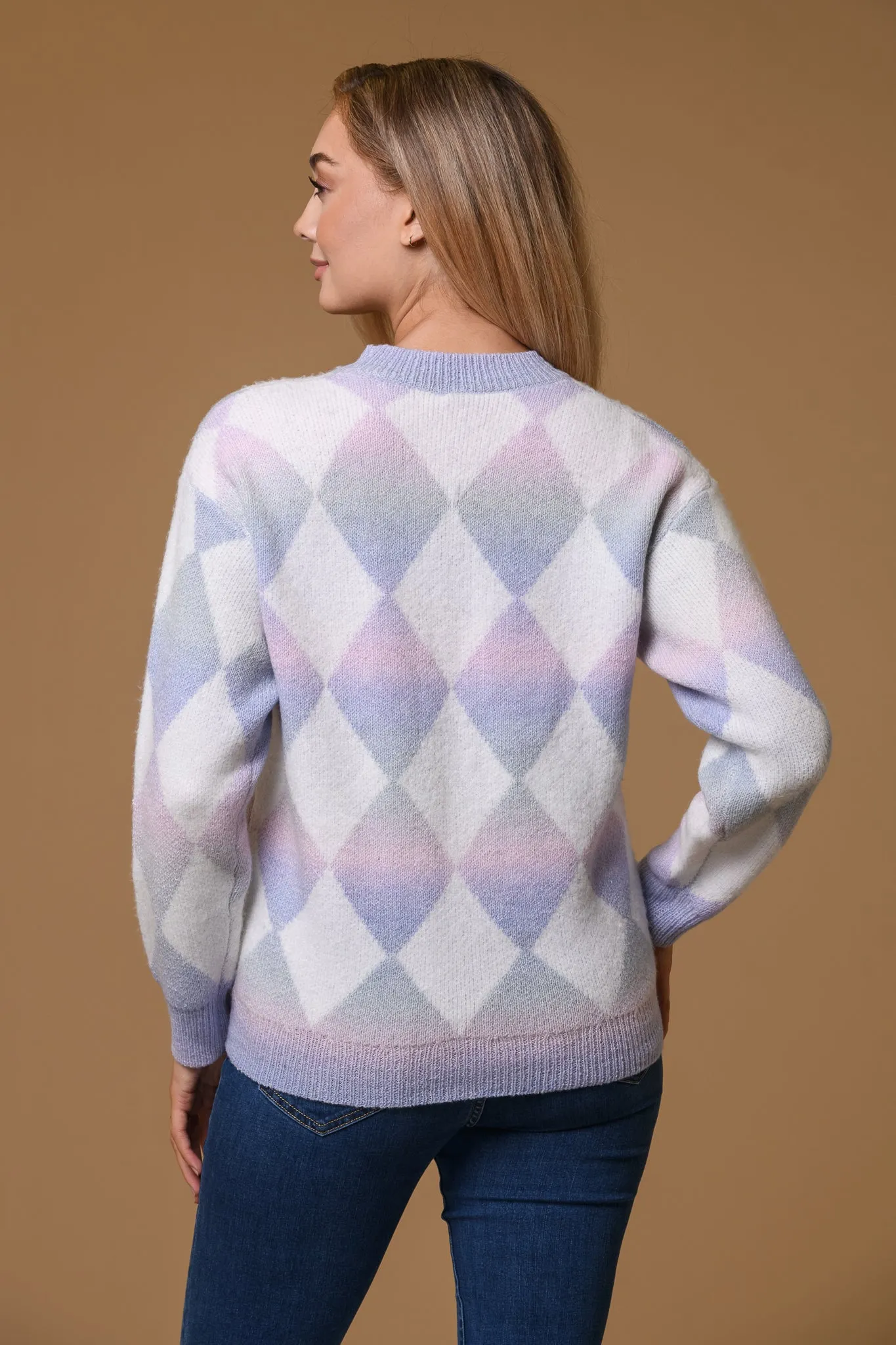 Pastel Argyle Sweater- Lilac