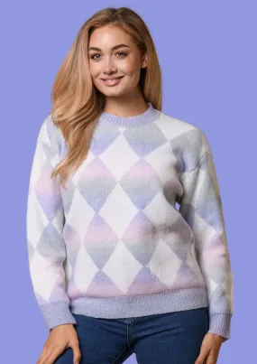 Pastel Argyle Sweater- Lilac