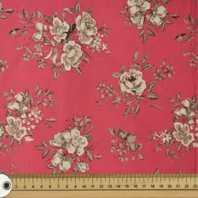 Pink Blush Painted Flowers Cotton Print