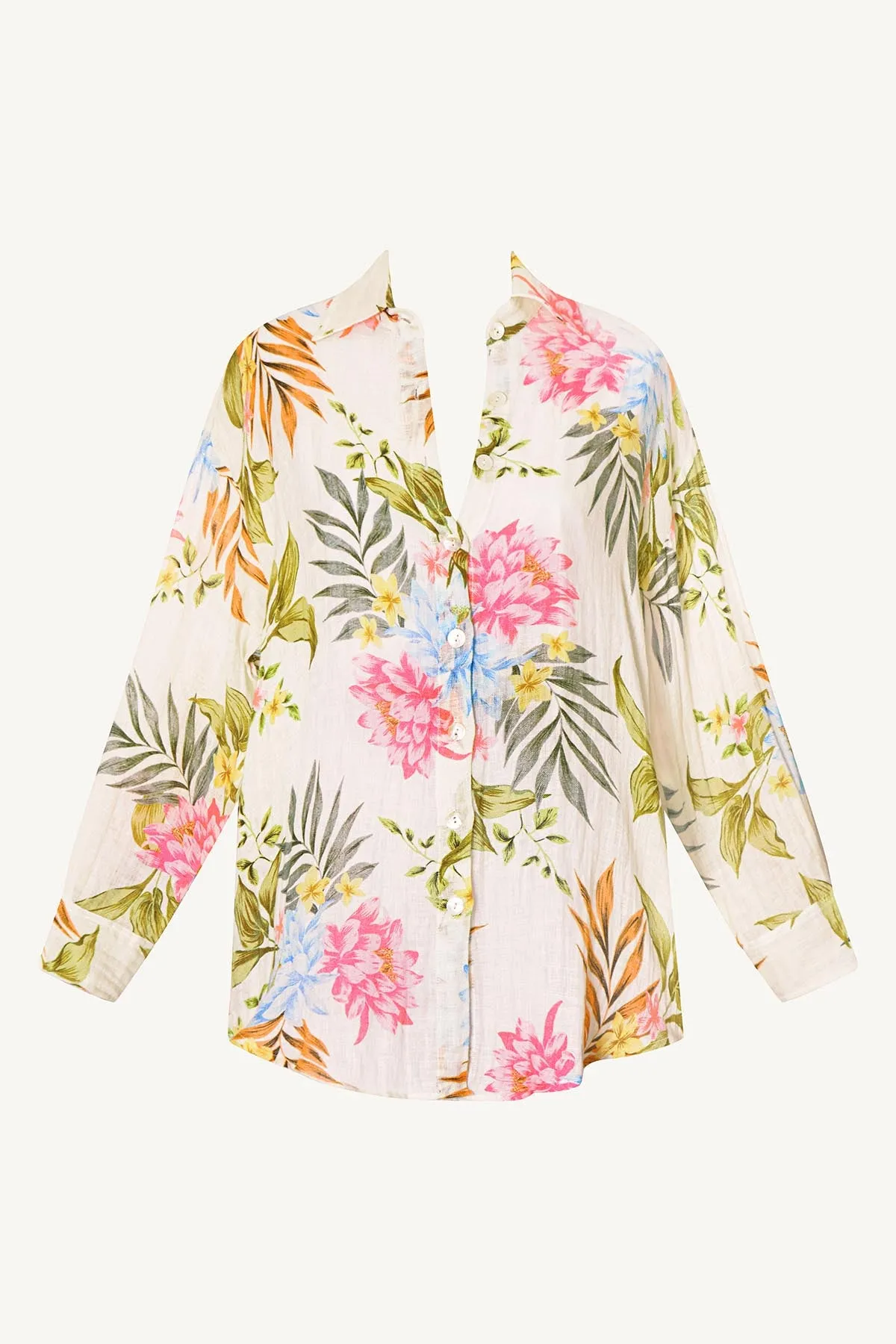 Playa Linen Boyfriend Shirt - Summer Bloom EcoLinen