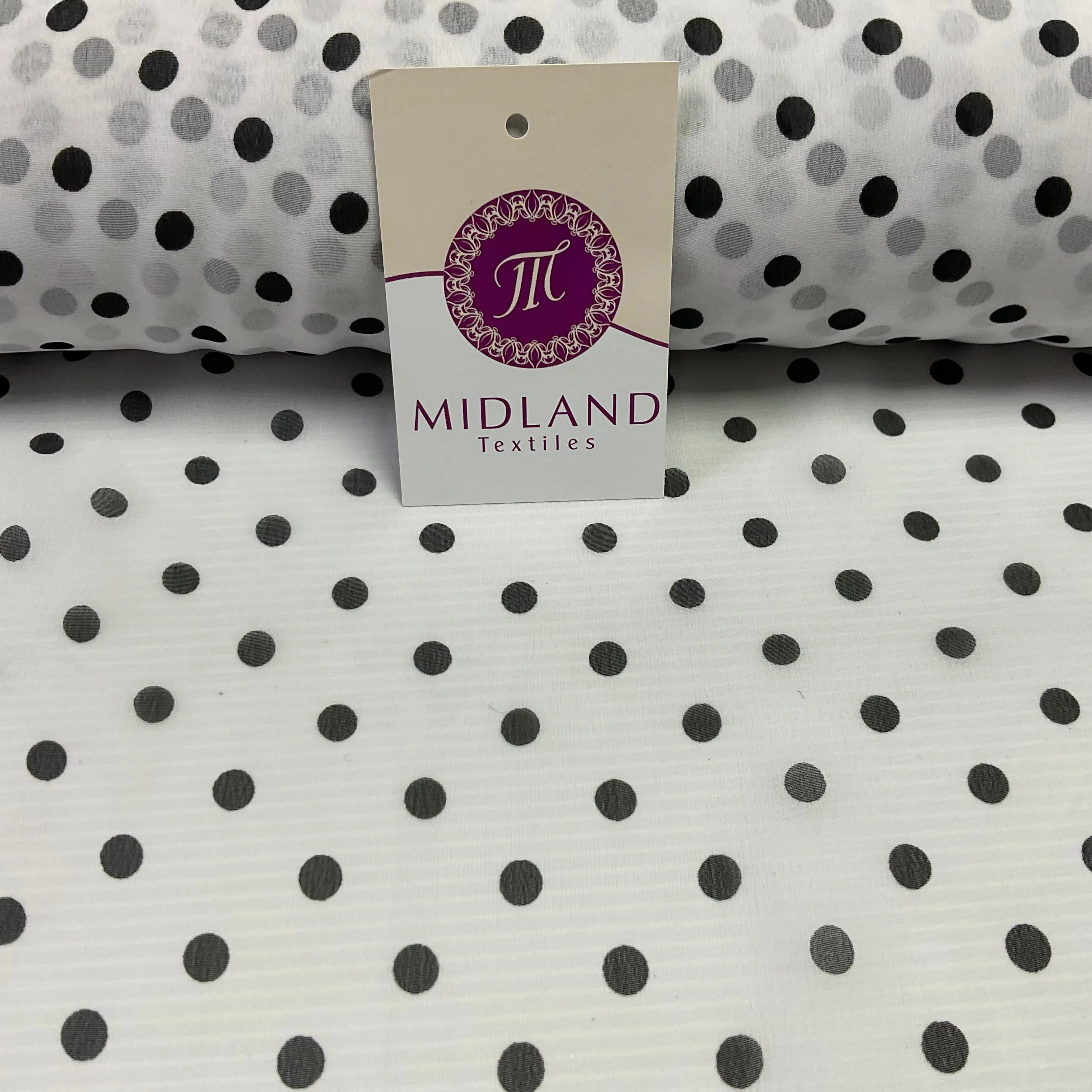 Polka Dot Spot Sheer, Flowy dress blouse chiffon fabric 58 inches wide M1748