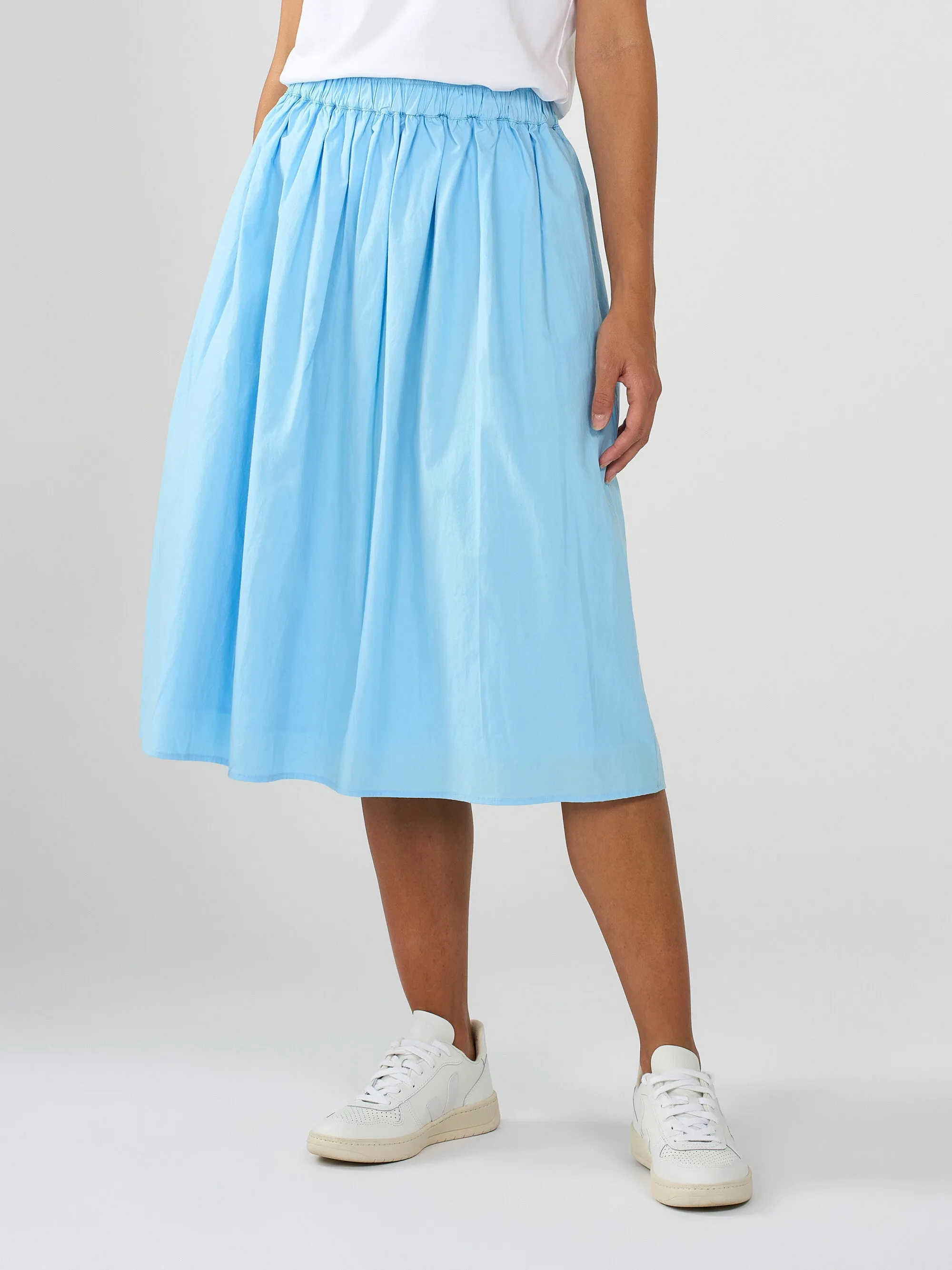 Poplin elastic waist skirt - Airy Blue