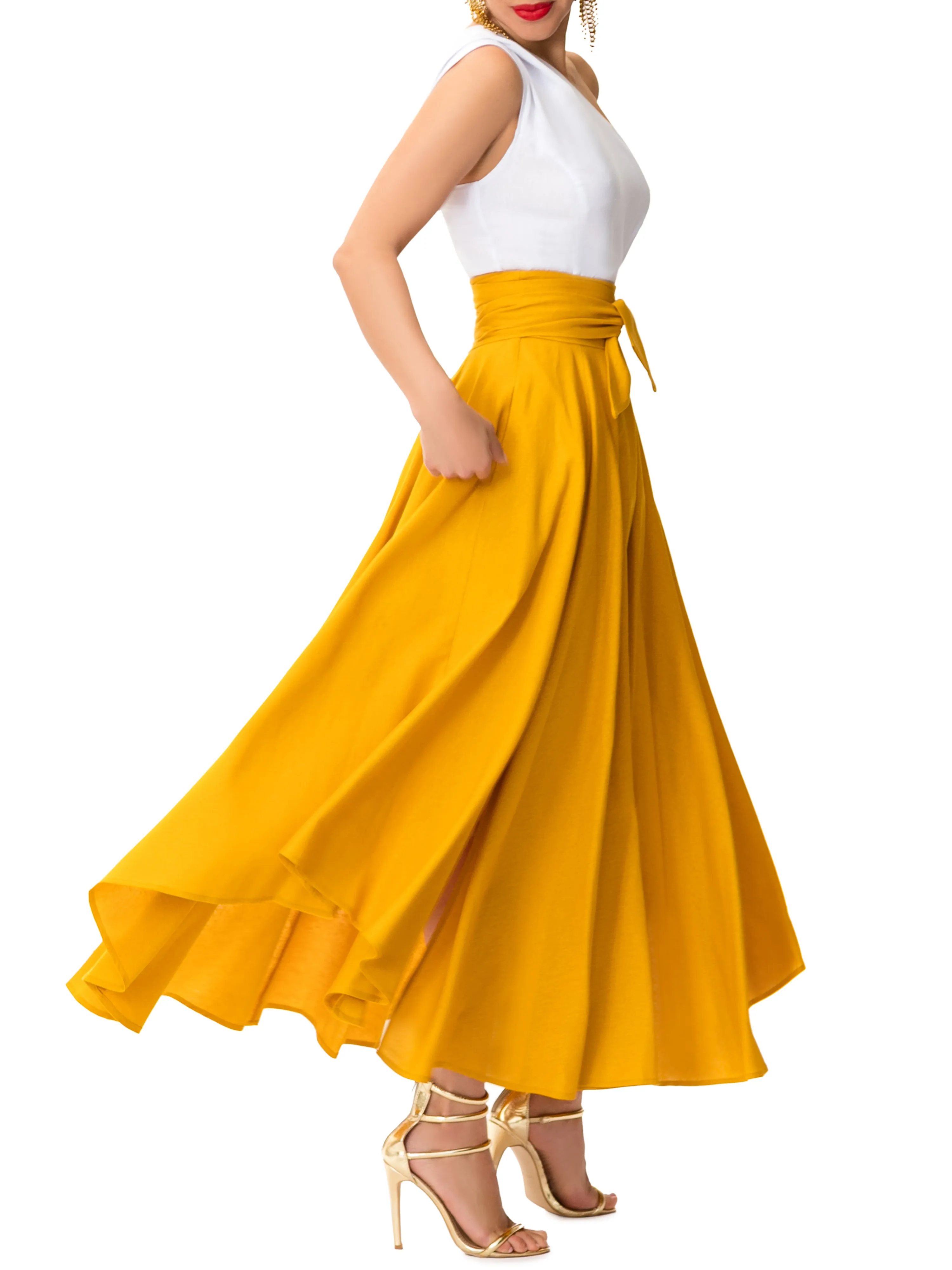 "Hollywood" Mango Belted Midi Skirt