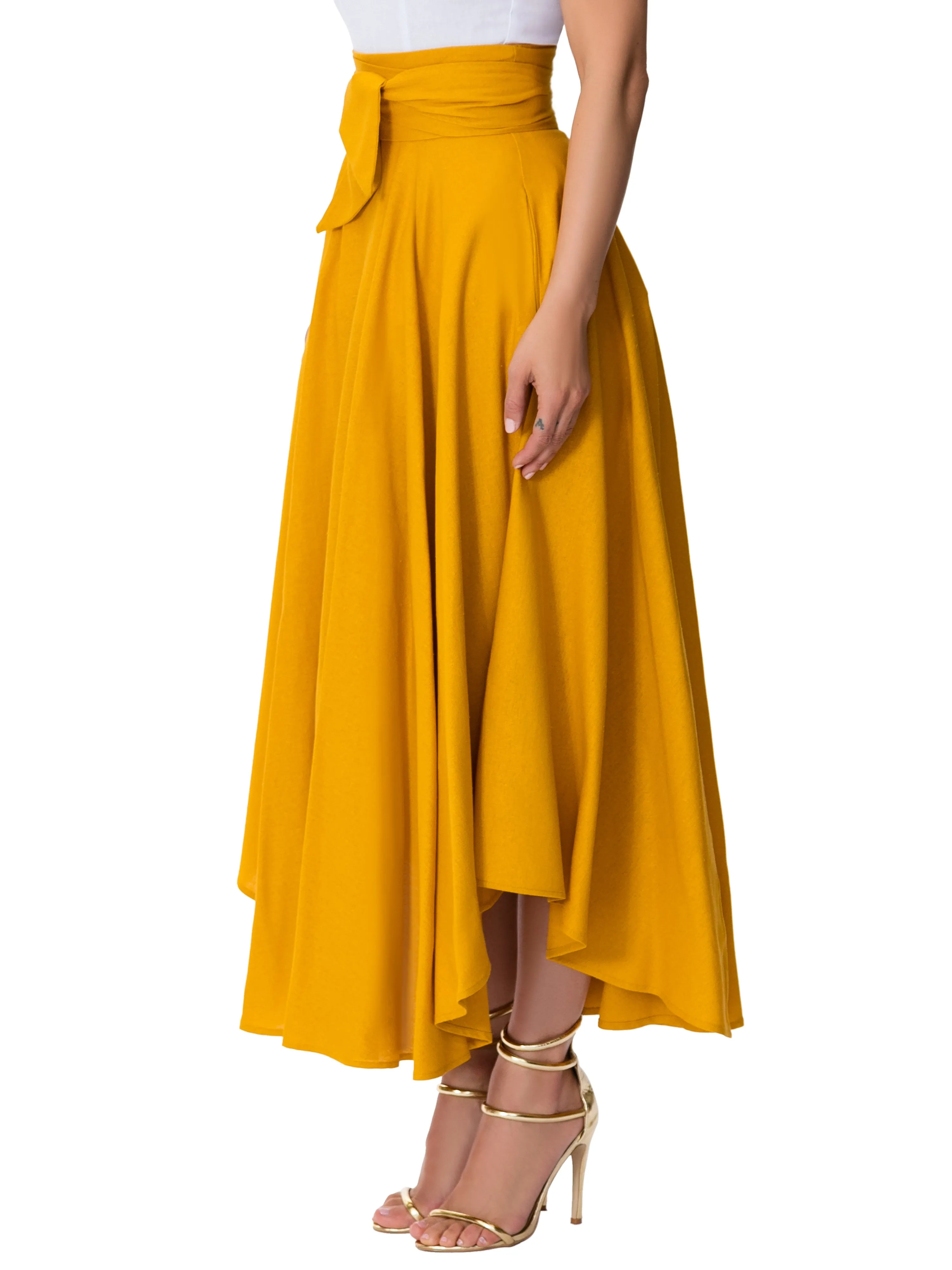 "Hollywood" Mango Belted Midi Skirt