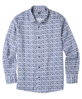 Raffi Leaf Repeat Patterned Linen Sport Shirt