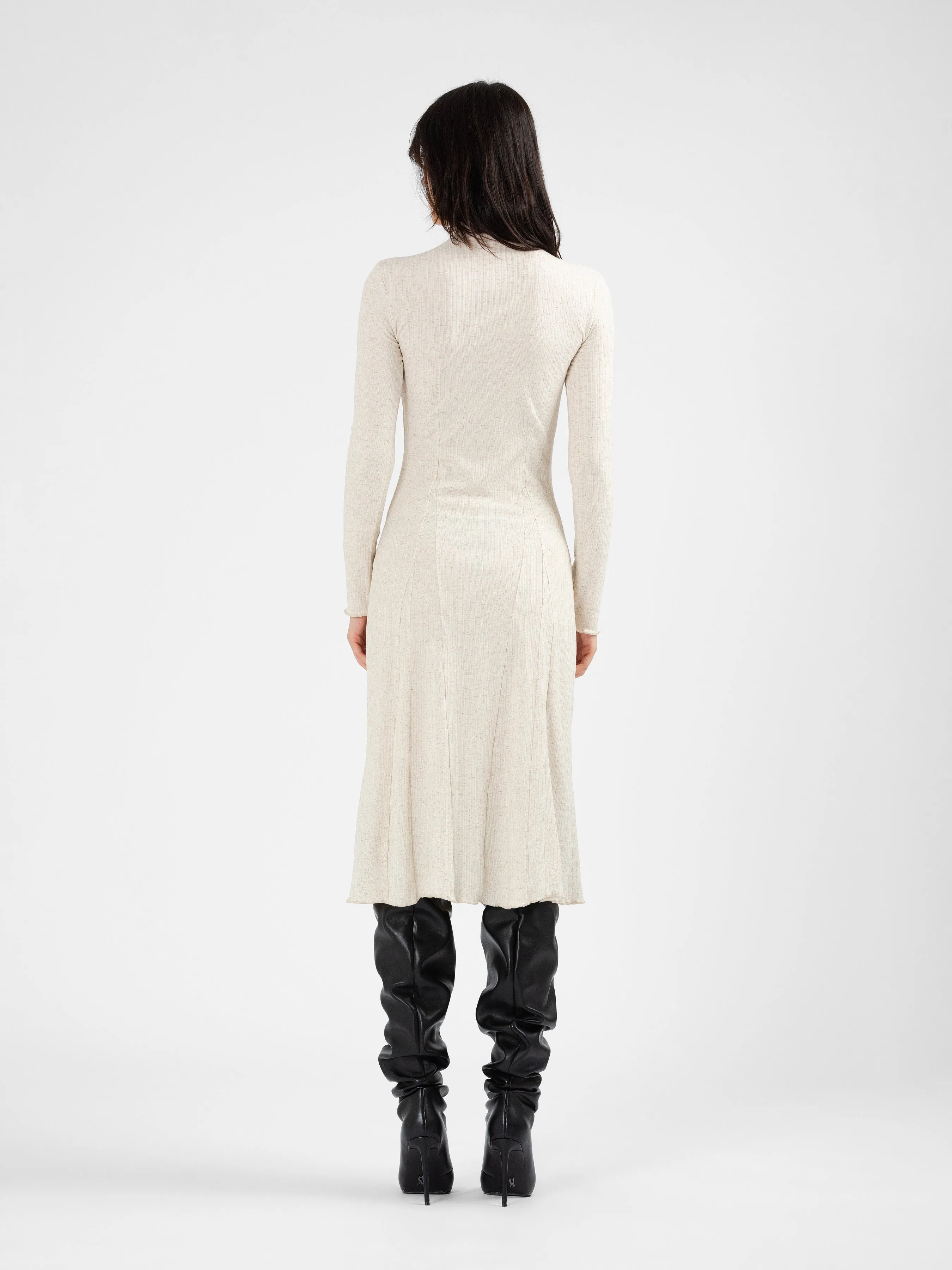 REKITTA linen blend long sleeve dress