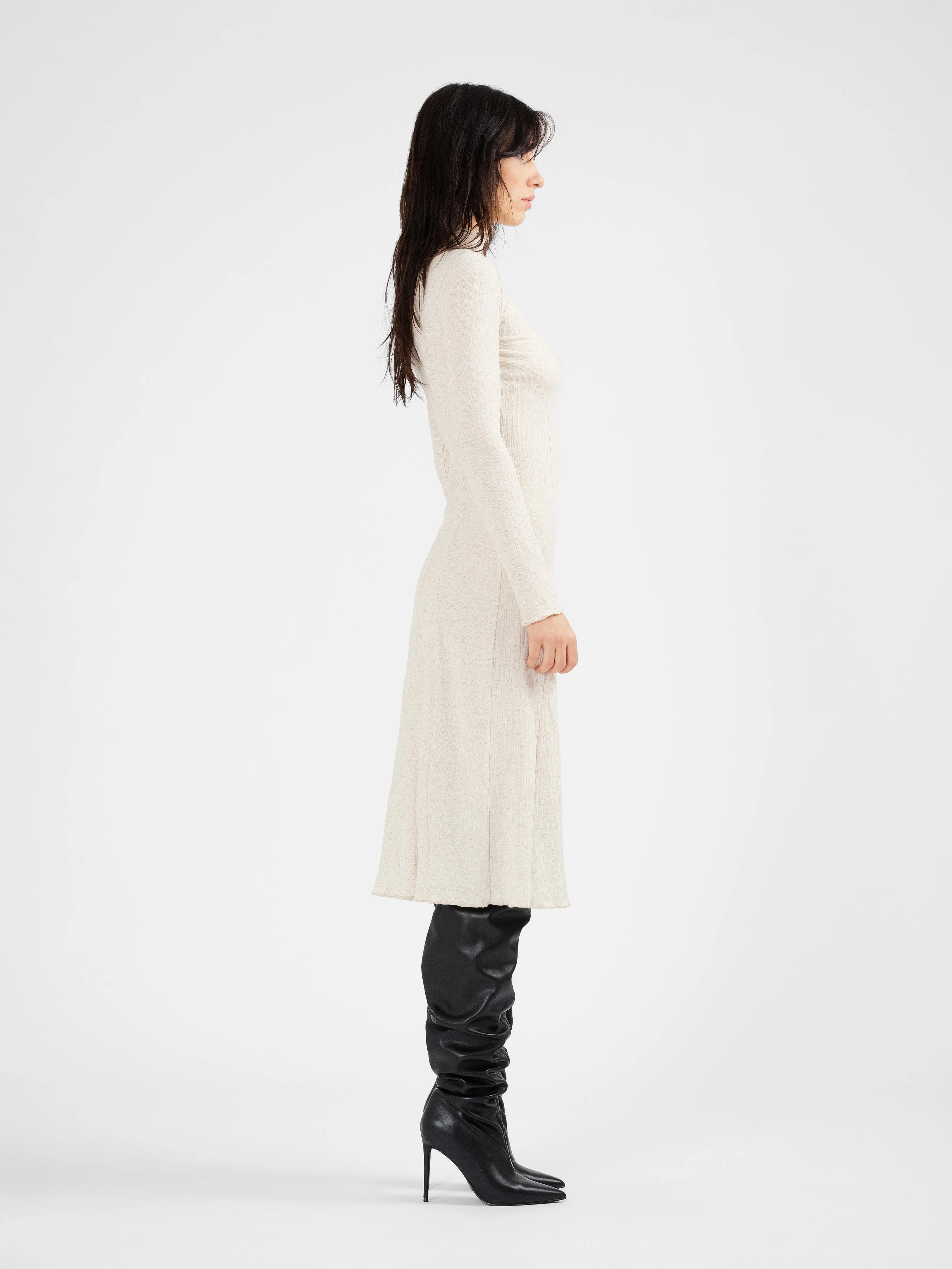 REKITTA linen blend long sleeve dress