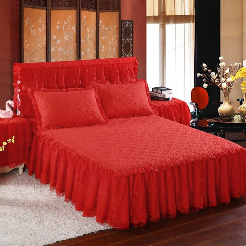 Romantic Flower Pattern Bed Skirt