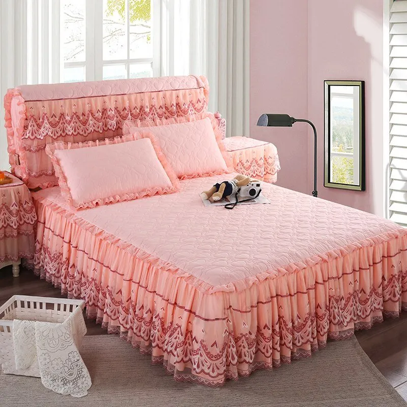 Romantic Flower Pattern Bed Skirt