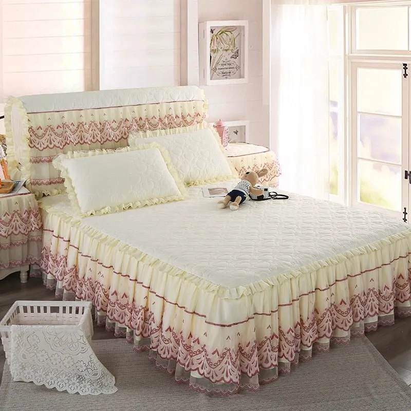 Romantic Flower Pattern Bed Skirt