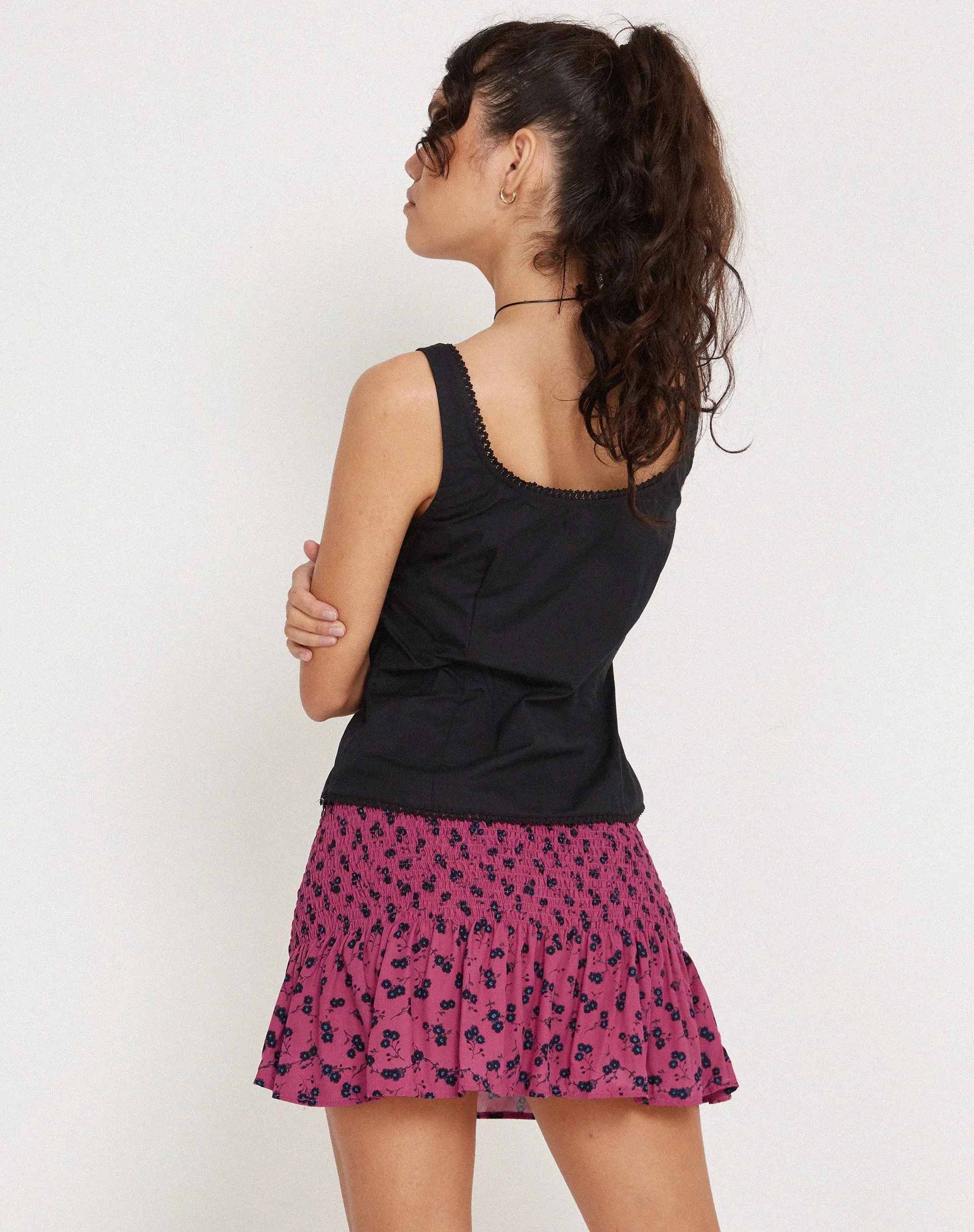 Rylee Mini Skirt in Raspberry Floral