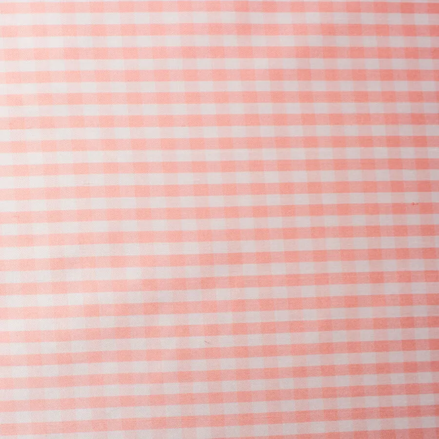 Salmon Pink & White Checkered Silk Shantung