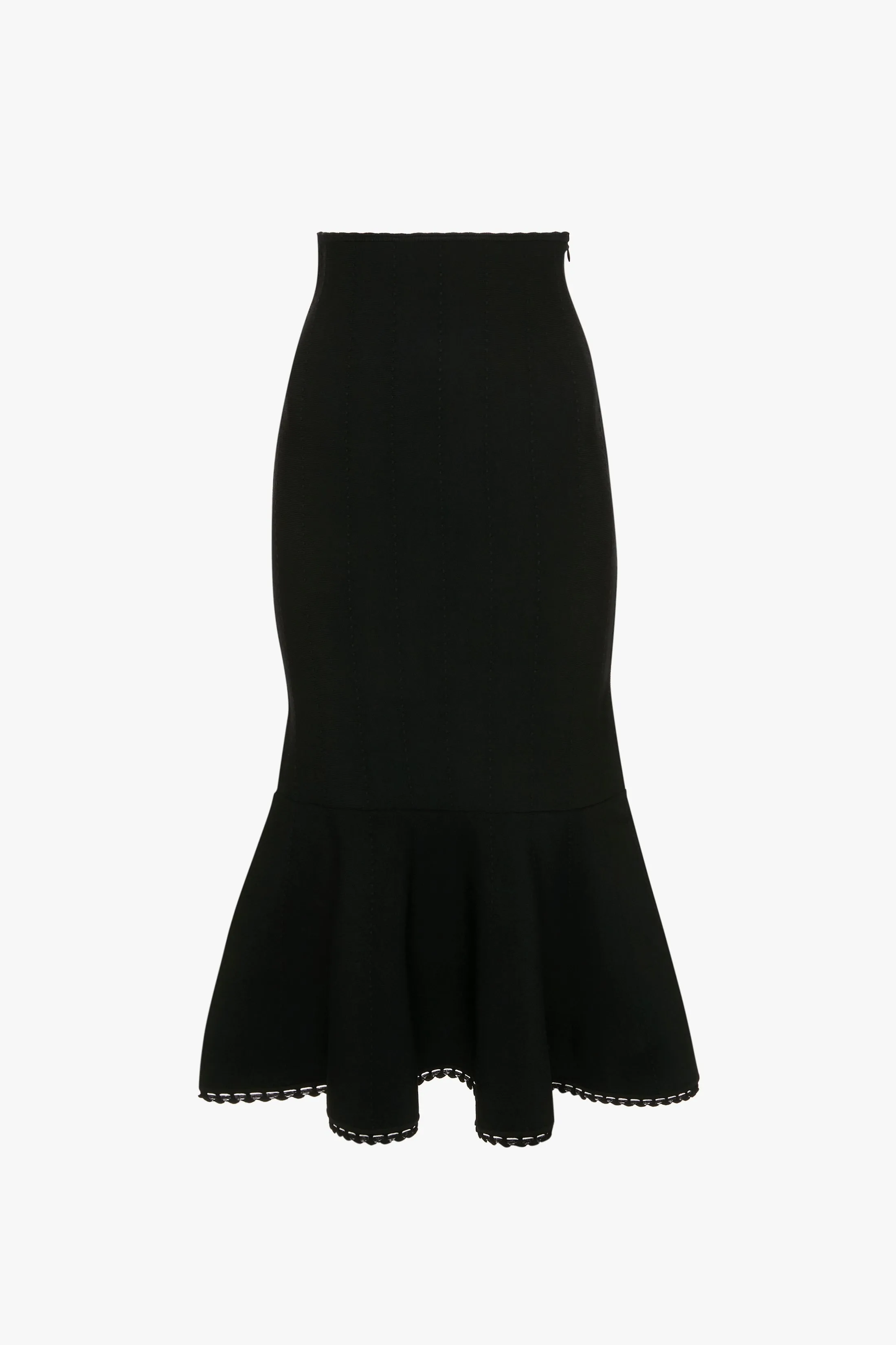 Scallop Trim Flared Skirt In Black