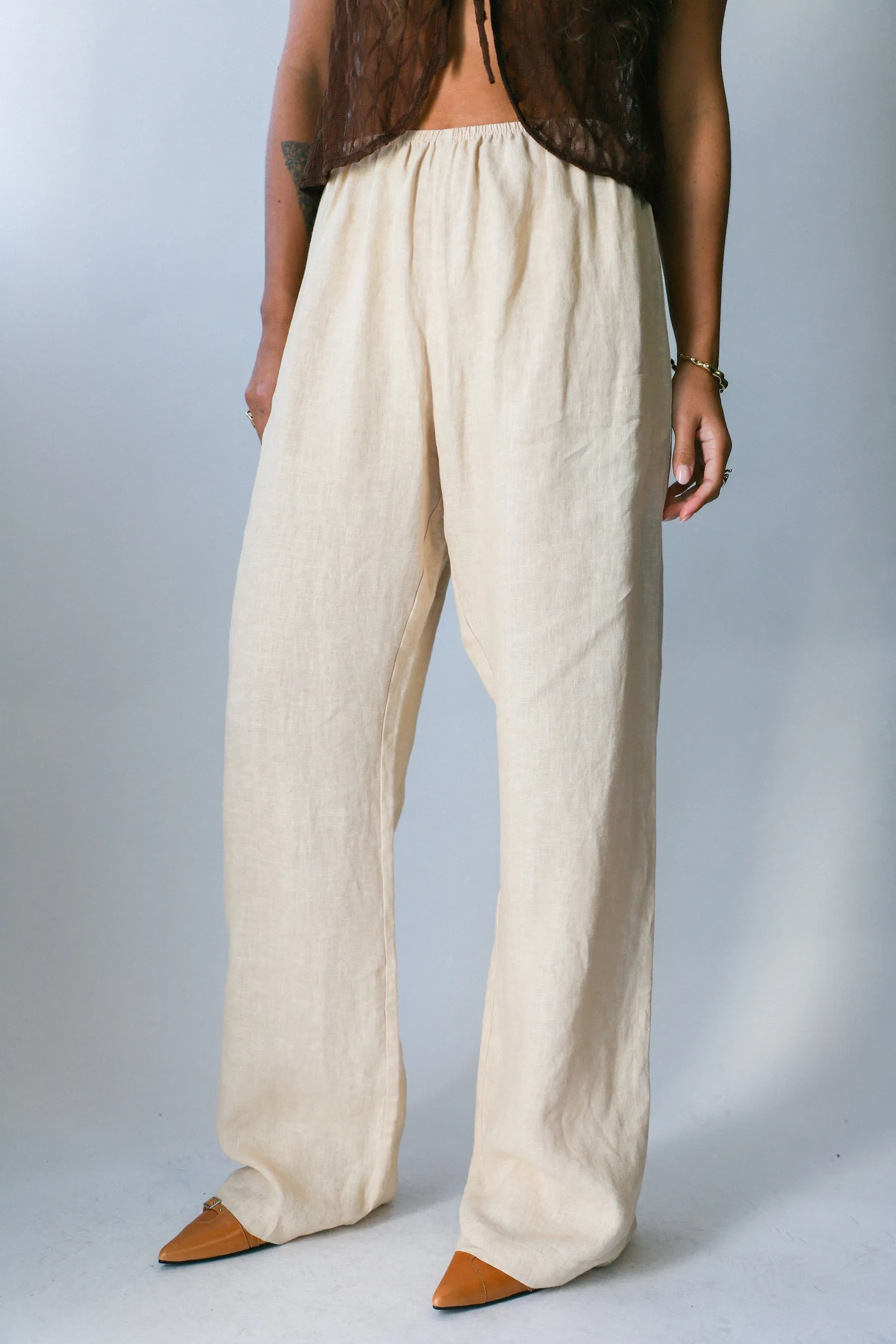 Sesame Linen Simple Pant