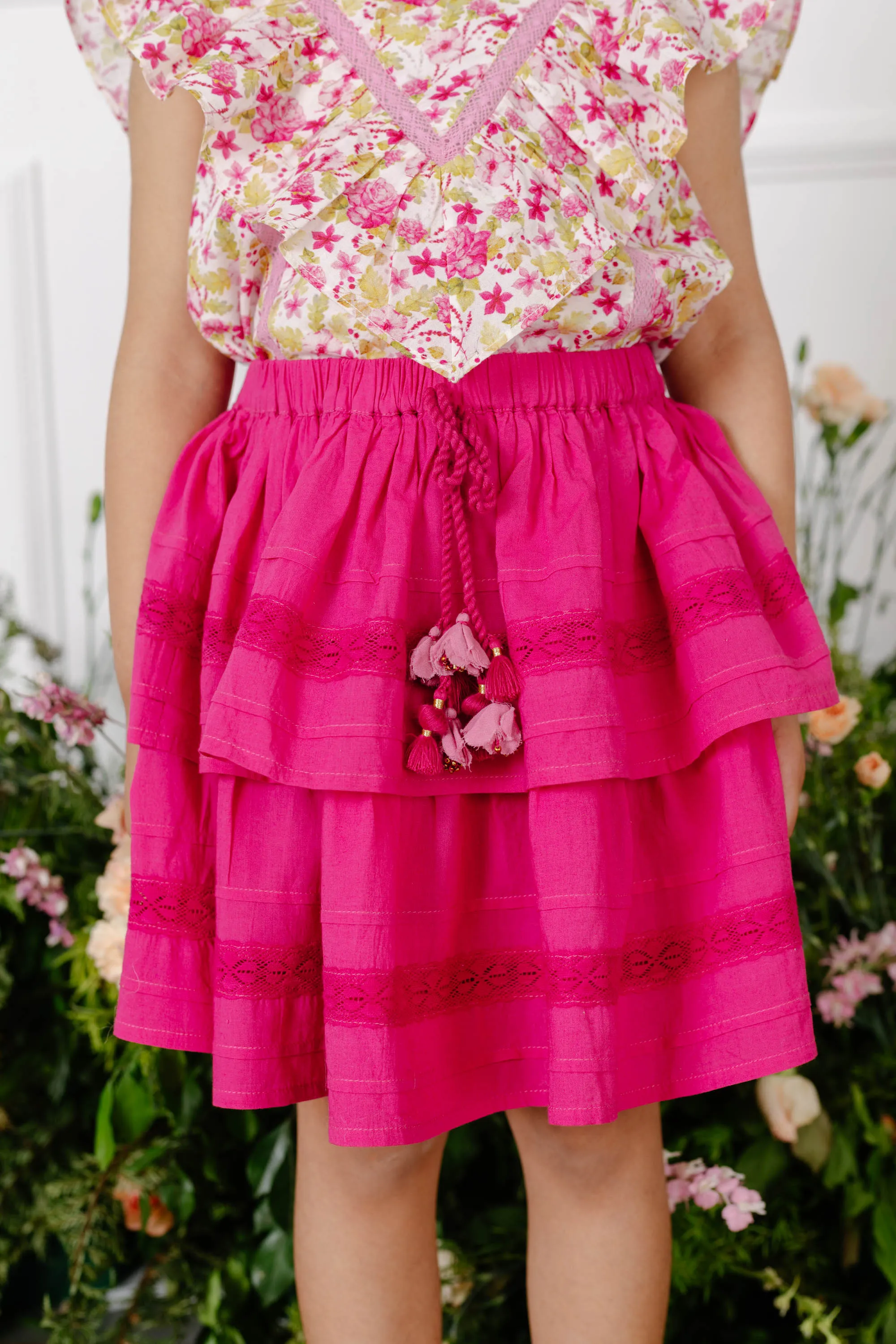 Set of Esme Girls Top and Camila Skirt - Pink/Fuchsia