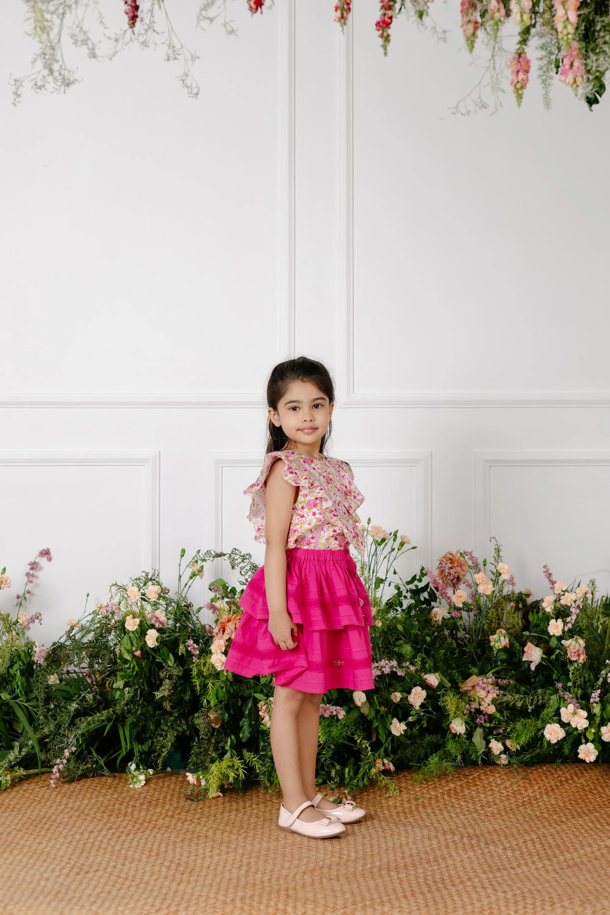 Set of Esme Girls Top and Camila Skirt - Pink/Fuchsia