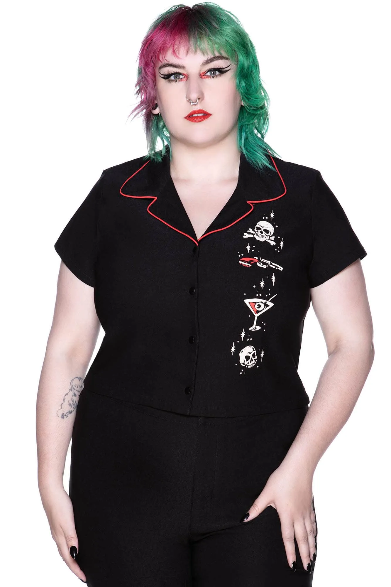 She Devil Crop Bowling Shirt [PLUS]