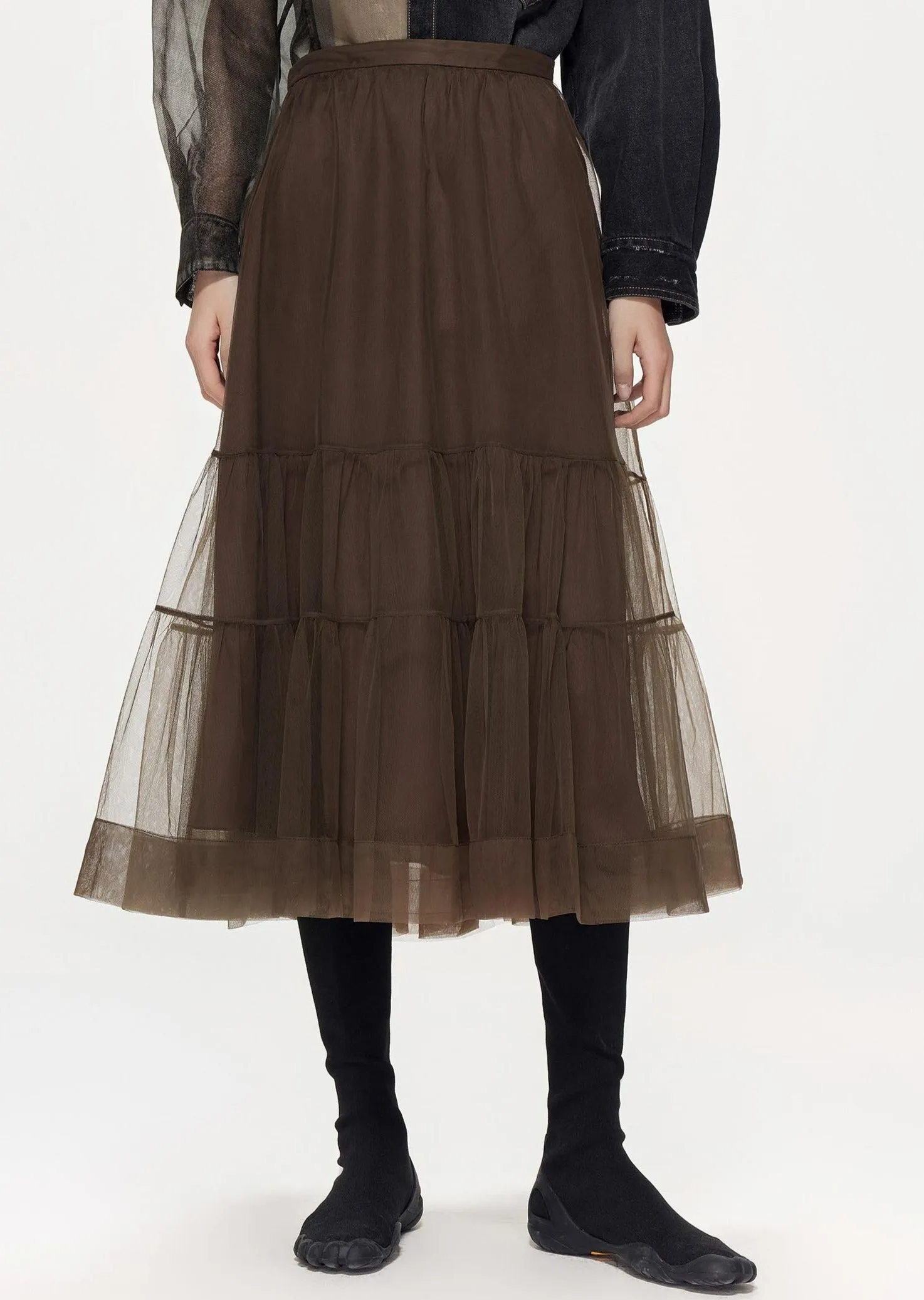 Skirts / JNBY A-line Long Layered Mesh Skirt