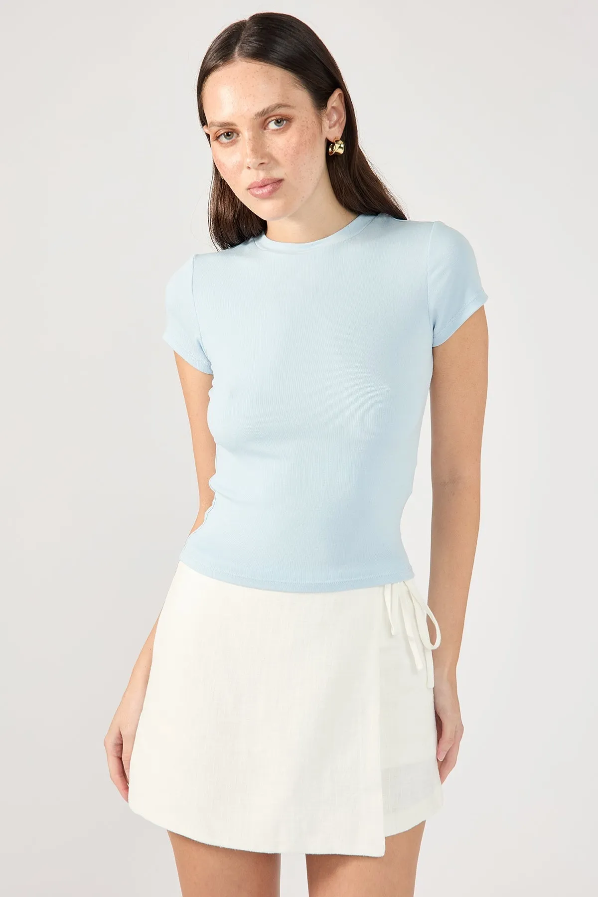 Sky Blue Cap Sleeve Tee