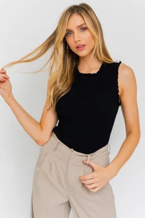 Sleeveless Ruffle Rib Knit Top