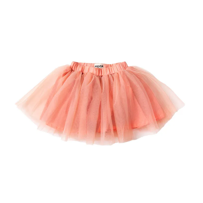 Soft Tulle Tutu Skirt with Wide Elastic Waist Band - Dusty Pink