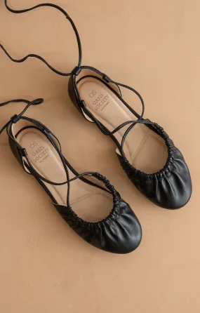 The Laney Black | Lace Up Ballet Flat