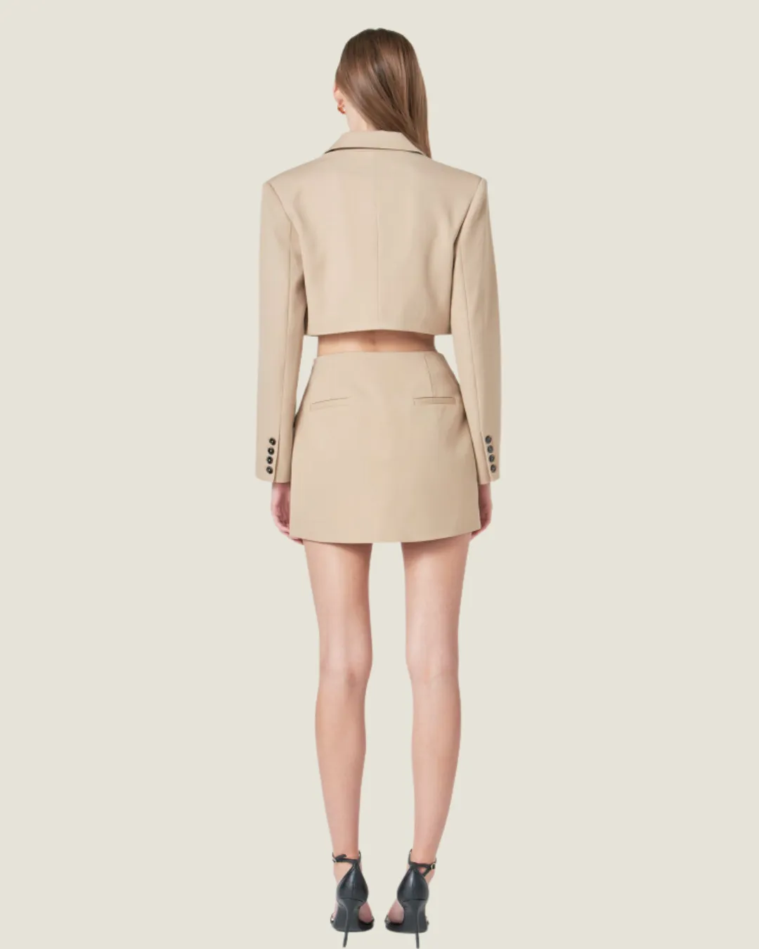 The Lilly: Beige Tailored Skirt