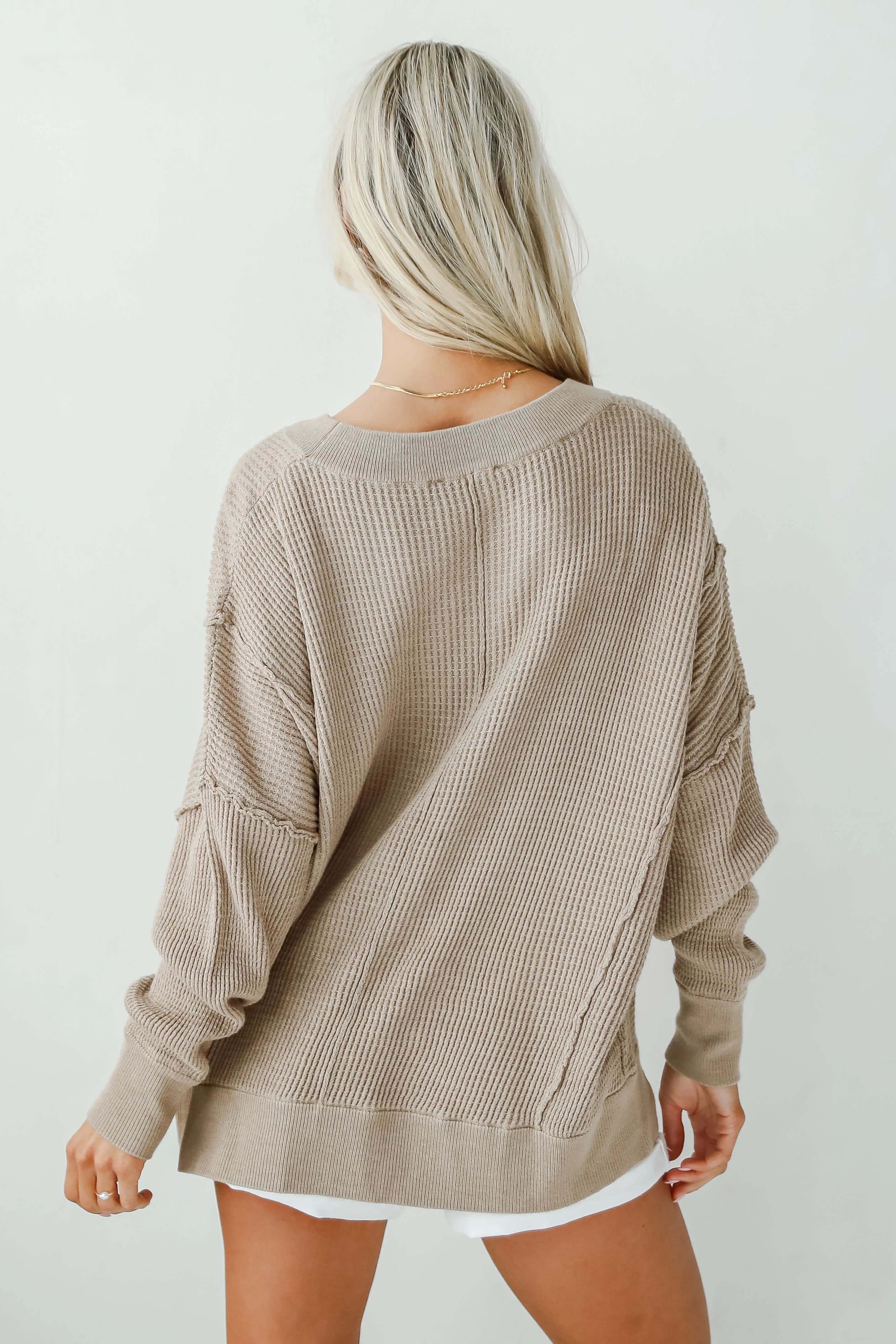 Top Notch Comfort Taupe Waffle Knit Top