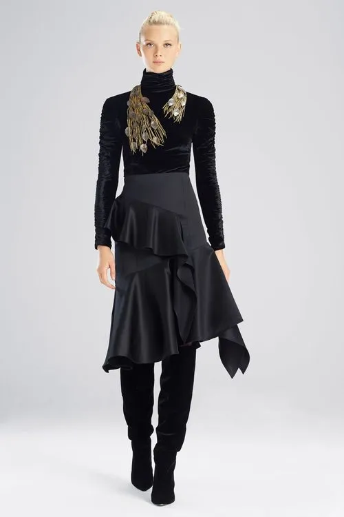 Tuxedo Satin Ruffle Skirt