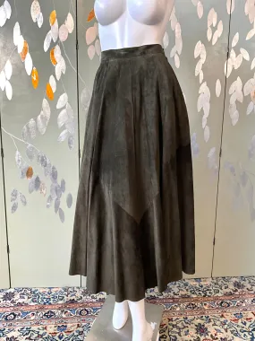 Vintage 1980s Olive Green Suede Danier Skirt, W27"