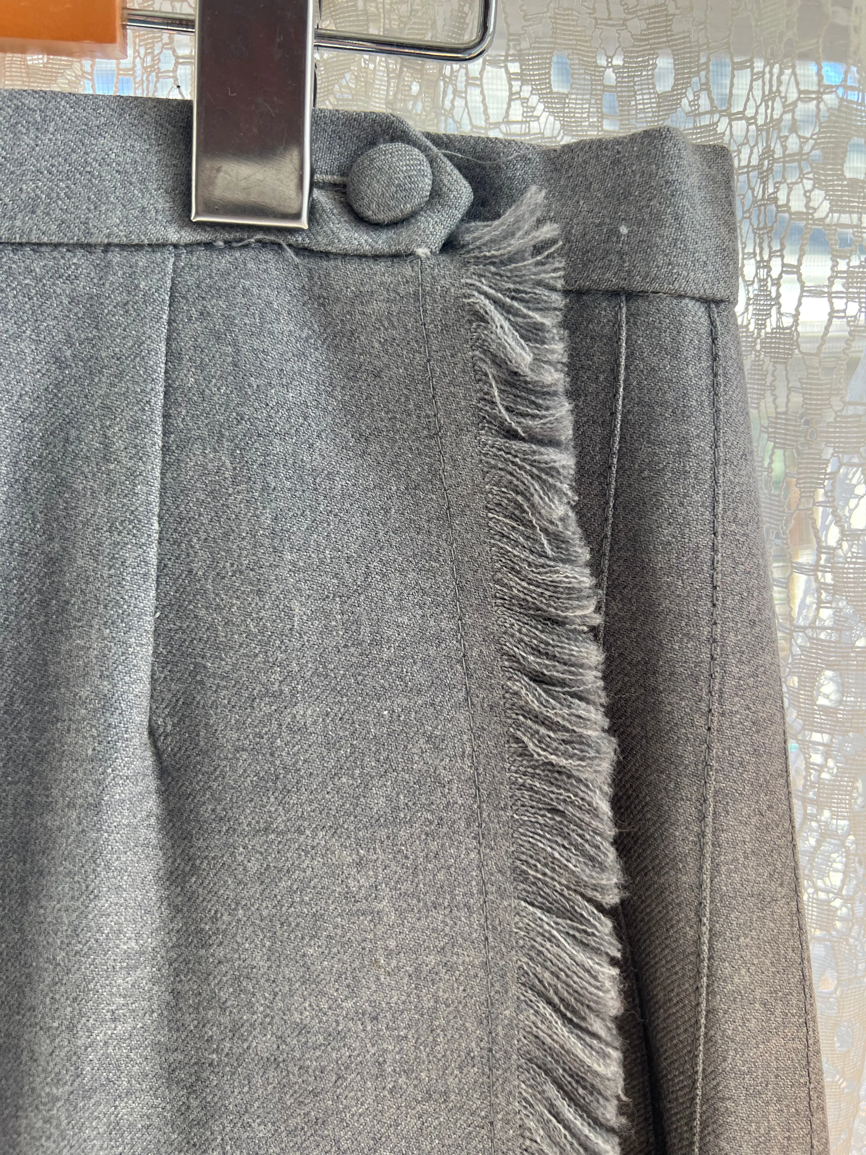 Vintage 70's Grey Wool Pleated Kilt-Style Skirt