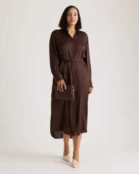 Washable Stretch Silk Maxi Shirt Dress