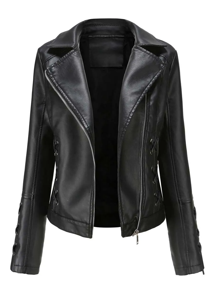 Women's Vintage Strappy Leather Jacket